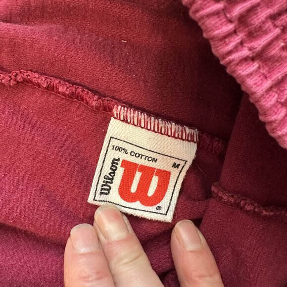 Vtg Wilson Mens Sweatpants Joggers Burgundy Cotton Medium Draw String 80s - Picture 5 of 9